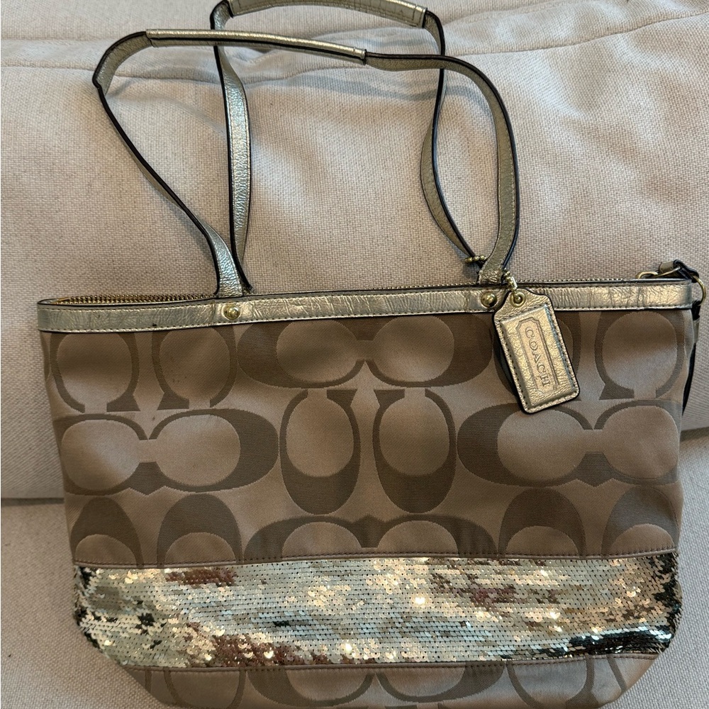 Coach Tan Brown and Gold Women's Bag